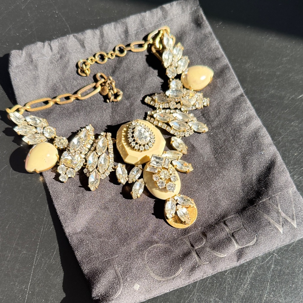 J. Crew Gold and Cream Crystal Necklace